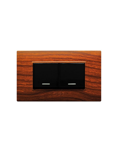 [118K-02.3W-TKNG] PICKENS APAGADOR 03 VIAS 02 MODULOS COLOR MADERA C/ NEGRO