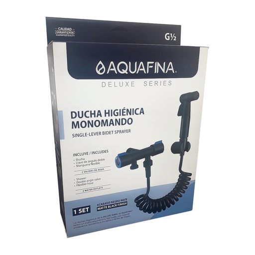 [A-BS174B] AQUAFINA DUCHA TELF MONOMANDO 2 SAL D/MANGUERA NEGRO MAT