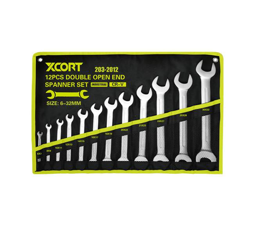 [HR-M3287] XCORT SET DE LLAVES FIJAS MECANICASCON BOLSA DE LONA 12 PZA