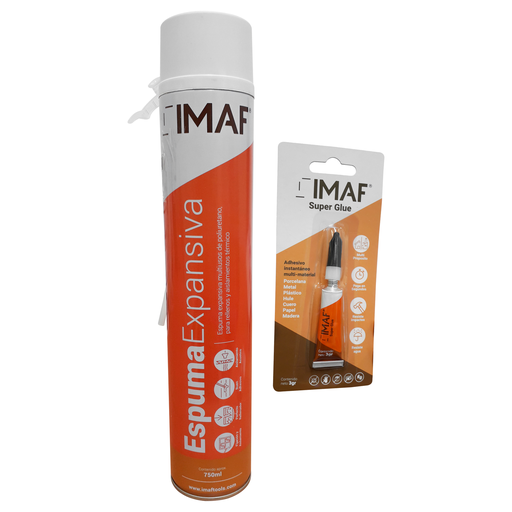 [0602001] COMBO IMAF ESPUMA EXPANSIVA TODO USO 750ML + IMAF PEGA LOKA 3GRS