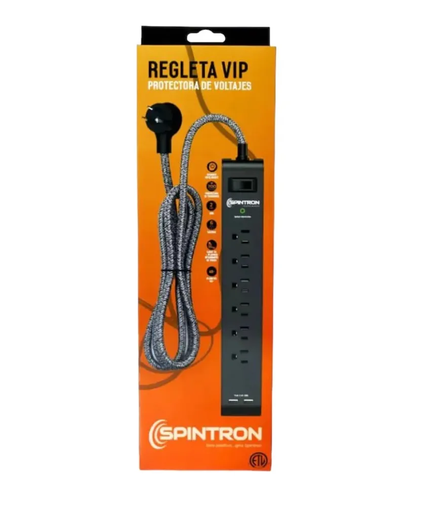 [35E25100] SPINTRON REGLETA VIP 6 TOMAS 2 USB ENCHUFE 45º 15AMP