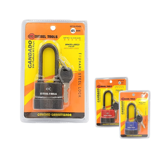 [DT13-IP045L] DIESEL TOOLS CANDADO DE HIERRO 45MM ARCO LAGO RESISTENTE