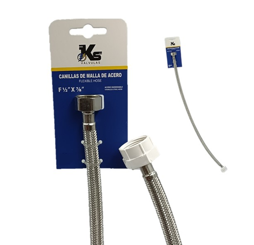 [KS98276] KS CANILLA 1/2"X7/8" FLEXIBLE 60CM MALLA D/ACERO