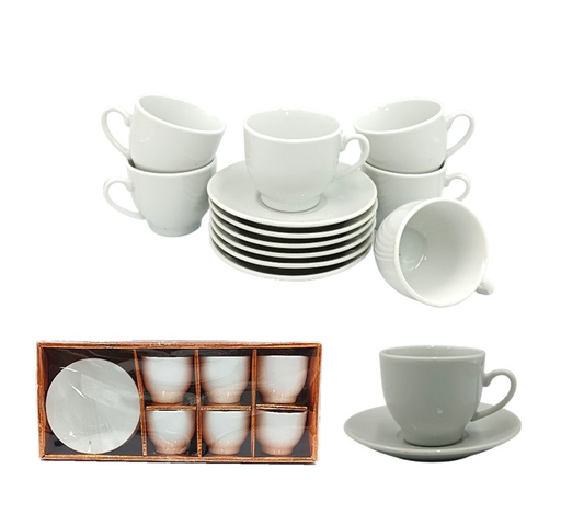 [2701] FERCO JUEGO DE 6 TAZAS C/ PLATO DE PORCELANA 12PZS