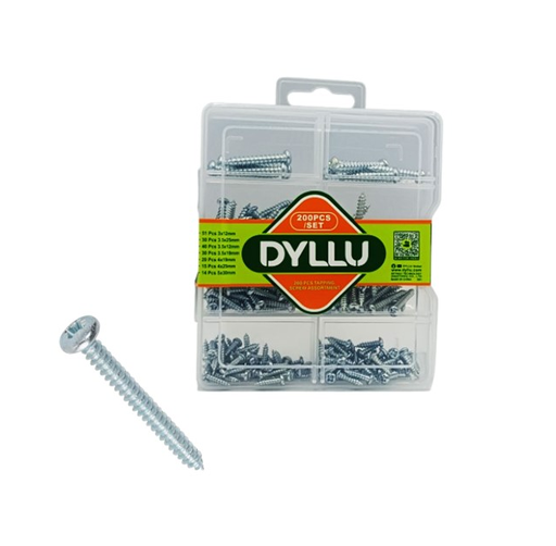 [DTXSAB01] DYLLU SET DE TORNILLOS AUTOROSCANTE CABEZA PAN 200 PZS