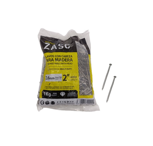 [Z-WNH-2] ZASC CLAVOS CON CABEZA PARA MADERA 3.6MMX2" 1KG
