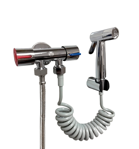 [MET-730] DUCHA TELEFONO PLASTICO CON LLAVE DE ARRESTRO  ACERO INOXIDABLE CROMADO