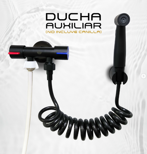 [MET-731] DUCHA TELEFONO PLASTICO CON LLAVE DE ARRESTO ACERO INOXIDABLE  NEGRO