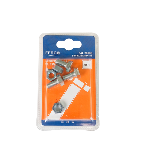 [F41-29239] FERCO TORNILLO CON TUERCA HEXAGONAL ROSCA FINA M8X16MM