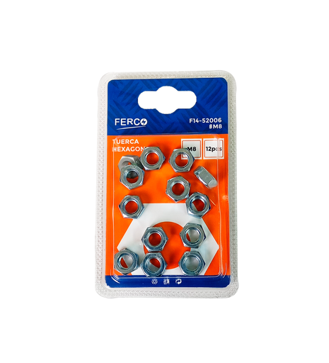 [F14-52006] FERCO TUERCA METALICAS HEXAGONALES 8MM