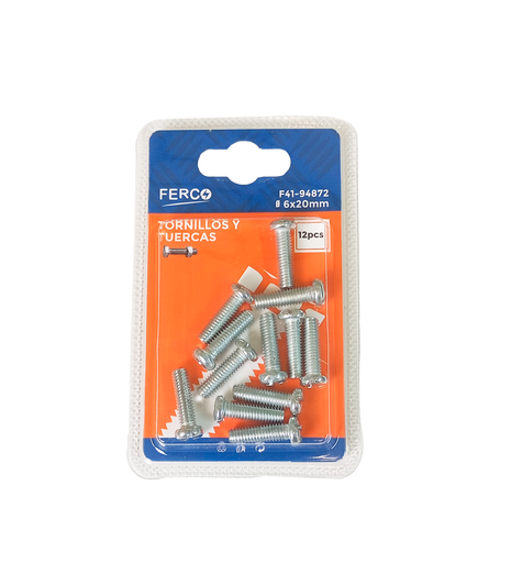 [F41-94872] FERCO TORNILLO CABEZA PAN ROSCA FINA 6X20mm (16/16")
