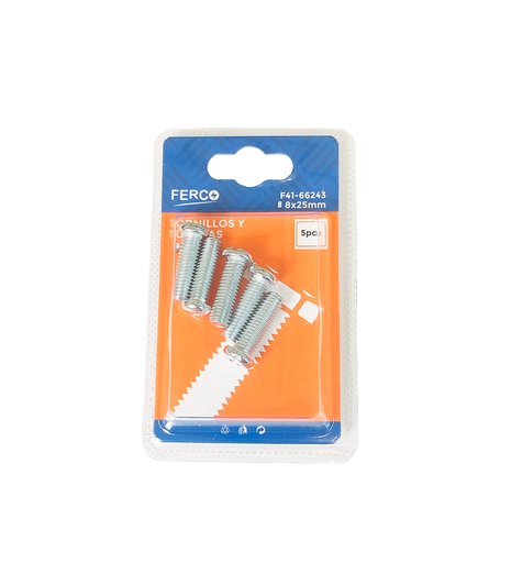 [F41-66243] FERCO TORNILLO  CABEZA PAN ROSCA FINA  8X25mm(31/32")