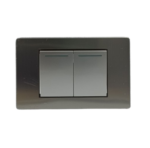 [FEI-GX002-G] FERCO  INTERRUPTOR DOBLE METAL,GRIS PLOMO C/LUZ REFLECTIVA