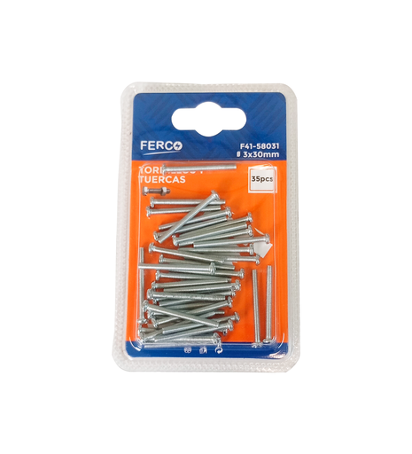 [F41-58031] FERCO TORNILLO CABEZA PAN ROSCA FINA 3X30MM (1-11/4")