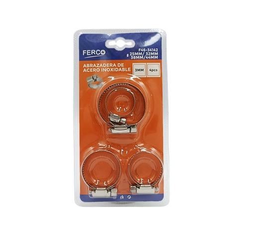 [F46-34142] FERCO ABRAZADERA DE ACERO INOXIDABLE 25-32-38-44mm(31/32"-1-9/32"-1-/17/32")
