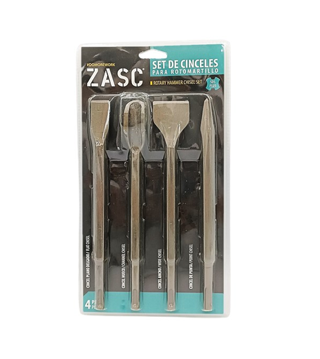 [Z-DBRHC4SET] FERCO SET DE CINCELES PARA ROTOMARTILLO 4PZAS.ZASC