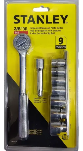 [862194] STANLEY JUEGO DE DADOS DE 9 PZAS. CON RATCHET 3/8" SAE
