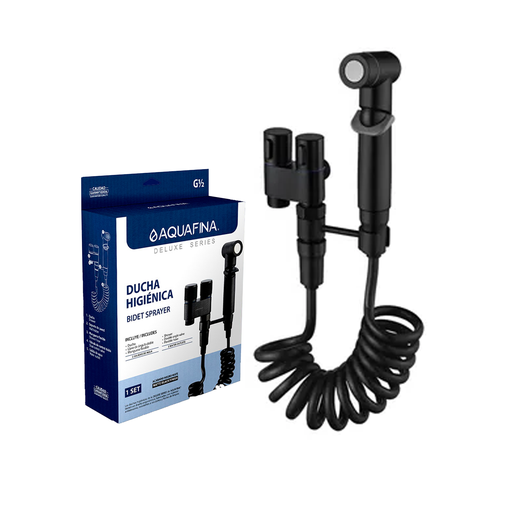 [A-BS102B] AQUAFINA DUCHA TELF MONOMANDO 2 SAL D/MANGUERA NEGRO MATE