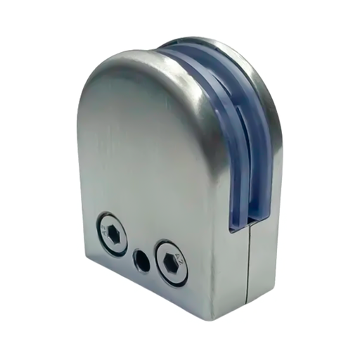 [HR-487] CLIP SOPORTE PINZA VIDRIO ACERO INOX BASE PLANA