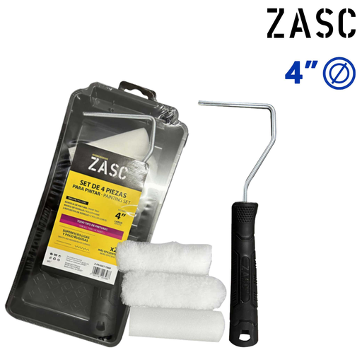 [Z-PR4SET-TRRF] ZASC SET DE RODILLO 4 PIEZAS PARA PINTAR
