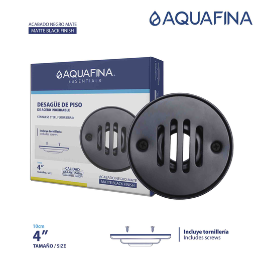 [A-FD-RO12B-BK] AQUAFINA DESAGUE P/PISO ACERO INOXIDABLE ACABDO NEGRO