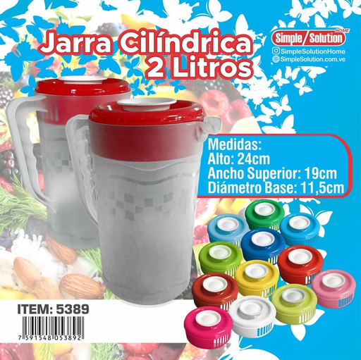 [5389] SIMPLE SOLUTION JARRA CILINDRICA GRANDE 2 LTRS