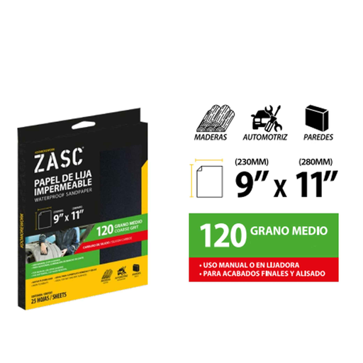 [Z-SCWS9X11-120] ZASC LIJA DE AGUA GRANO 120