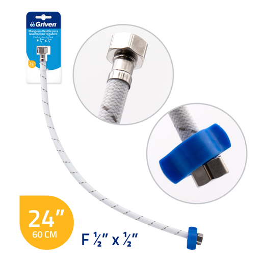 [A367-HSB24-1-2] GRIVEN CANILLA 1/2"X1/2" NYLON FLEXIBLE