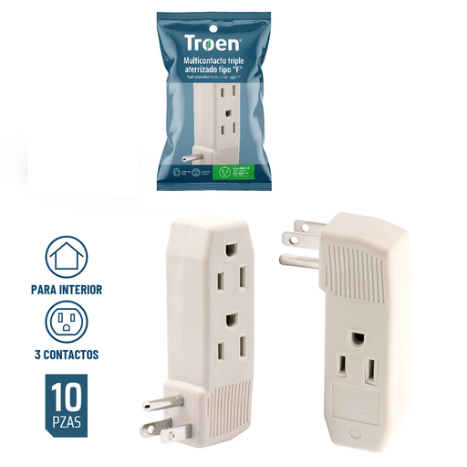 [TR-LT-B1] TROE ADAPTADOR TRIPLE TIPO F BLANCO